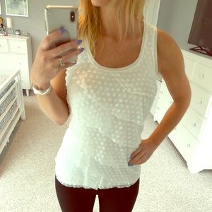 XS WHBM White Tank Top polka Dot Blouse